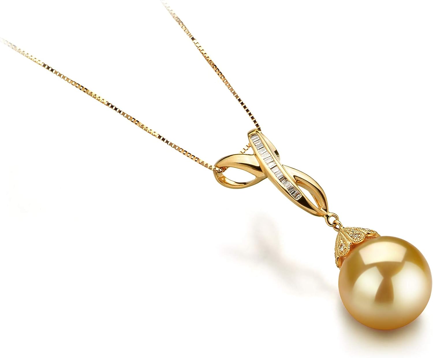Edwina Gold 12-13mm AAA Quality South Sea 14K Yellow Gold Cultured Pearl Pendant For Women